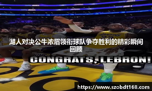 湖人对决公牛浓眉领衔球队争夺胜利的精彩瞬间回顾